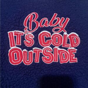 Holiday Time "Baby It's Cold Outside" Fleece Sweatshirt - Blue/Red, S (4/6)